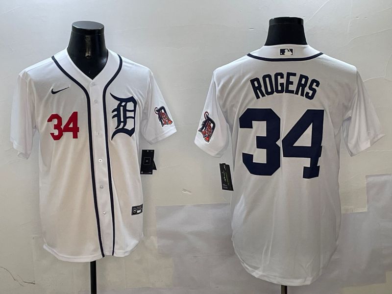 Men Detroit Tigers #34 Rogers White Game 2025 Nike MLB Jersey style 3113->detroit tigers->MLB Jersey